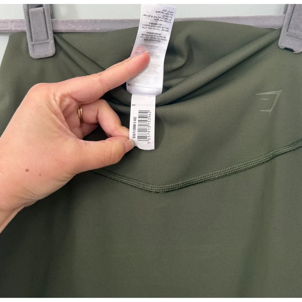 Gymshark Elevate High Rise Cycling‎ Bike Shorts Moss Olive Green Size Small